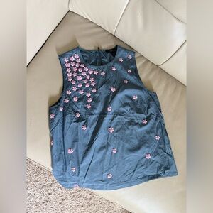 J. Crew Floral Embellished Sleeveless Top Size 2